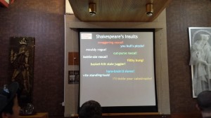 Shakespeare's Insults, part of a talk at Shakespeare's Birthplace. Photo credit © L Rowe 2015